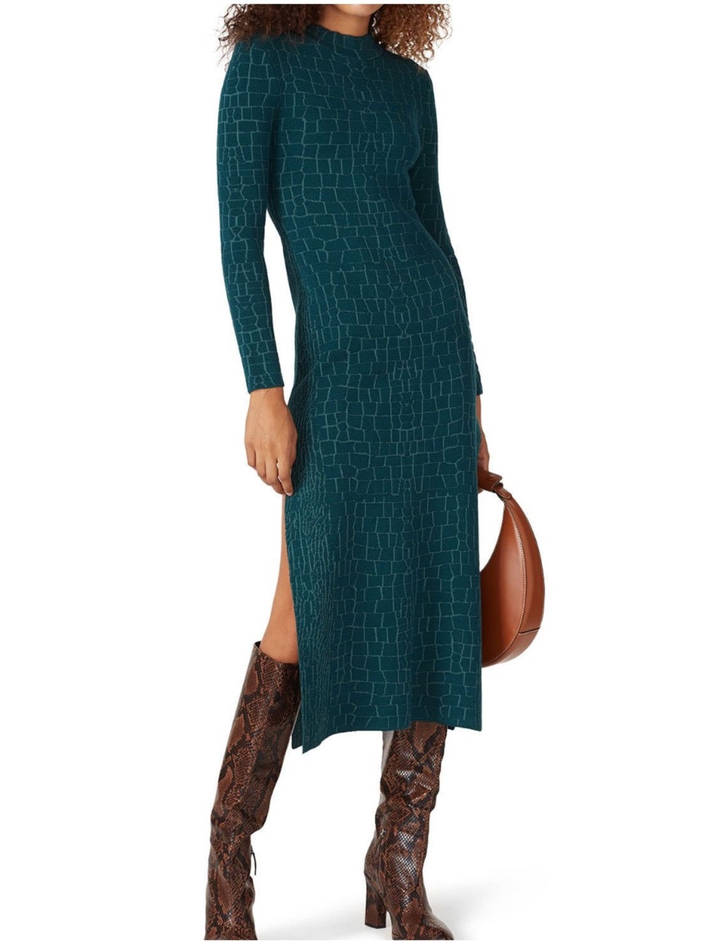 STAUD Neville Mod Geo Patterned Long Sleeve Dress XS